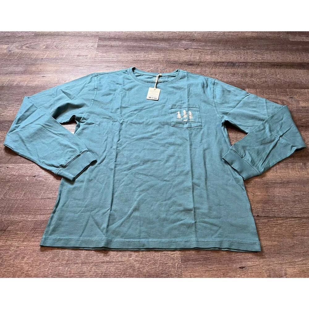 Great Lakes Sunwashed Tshirt Mens Large Long Sleeve Blue N6
